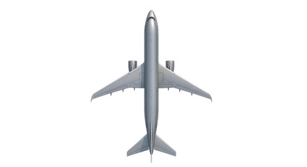 Isolated Top View of Commercial Airplane