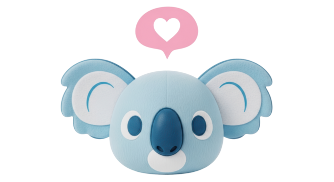 Isolated Koala with Heart Speech Bubble