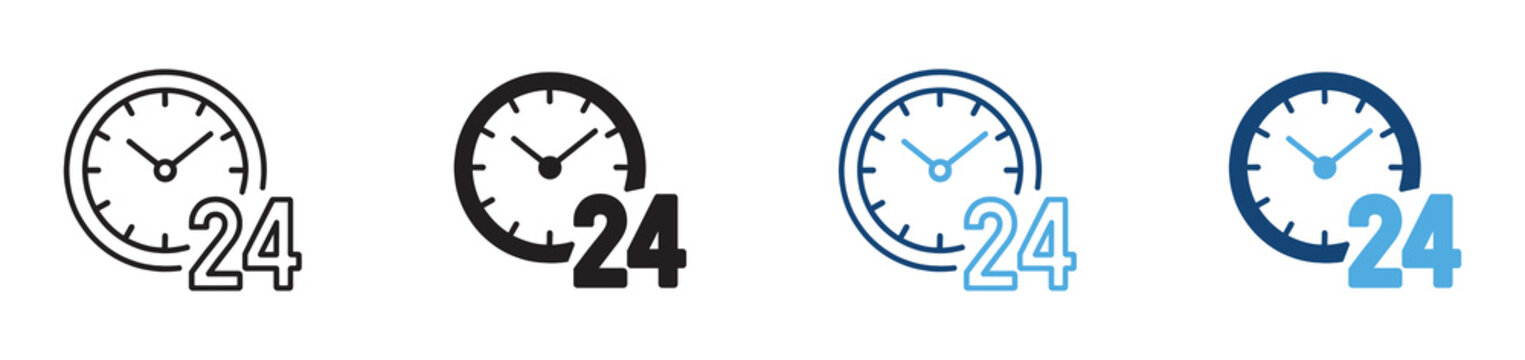 Time twenty four icon set , 24 hour service icon. 24 hours icon. 24 hours order execution or delivery service icon. vector illustration .
