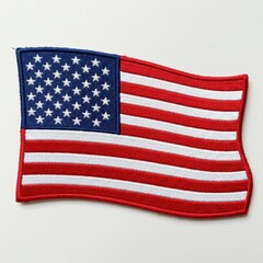 American flag patch with embroidered stars and stripes isolated on white background