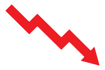 Declining Chart with Arrow Showing Decrease in Red