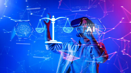 This image captures the intersection of artificial intelligence, legal ethics, and digital...