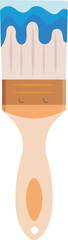 Illustration of a paintbrush with blue paint without a background.