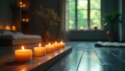 Serene Candles Illuminate Peaceful Meditation Space Soft Light, Gentle Shadows, Inner Peace Ambiance