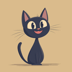Cute cartoon black cat illustration