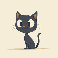 Cute cartoon black cat illustration