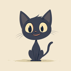 Cute cartoon black cat illustration