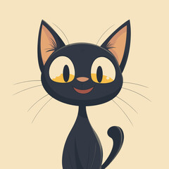 Cute cartoon black cat illustration