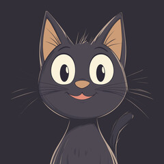 Cute cartoon black cat illustration