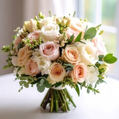 Obraz premium Beautiful pastel wedding bouquet