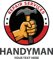 Handyman Service Emblem Blue