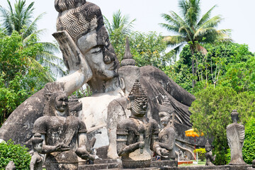 Majestic buddha statues in vientiane park