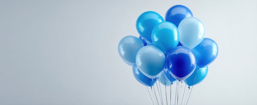 The colorful cluster of blue balloons creating a festive atmosphere for celebrations