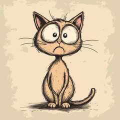 Cute surprised cartoon cat illustration