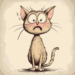 Cute surprised cartoon cat illustration