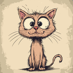Cute surprised cartoon cat illustration