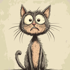 Cute surprised cartoon cat illustration