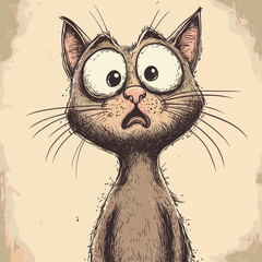 Cute surprised cartoon cat illustration