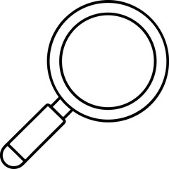 Magnifying glass outline icon on transparent background.