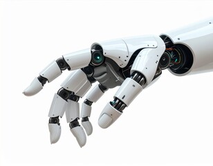 White Robotic Hand Reaching Detail Close Up