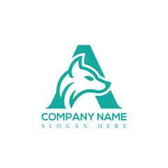 Letter A fox label design