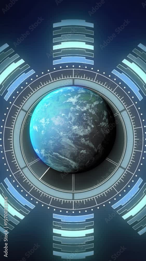 Poster animation of scope scanning and data processing over globe