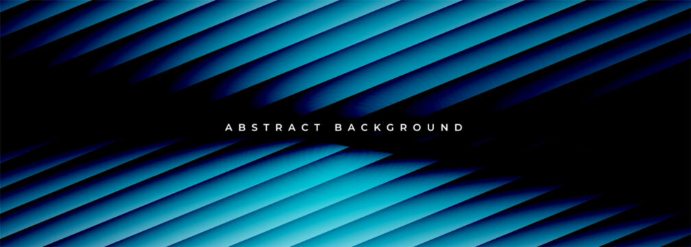 Black and blue abstract modern wide ribbed banner. Vector illustration background with bright gradient - Powered by Adobe
