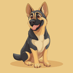 Cartoon style happy German Shepherd illustration