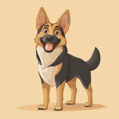 Cartoon style happy German Shepherd illustration