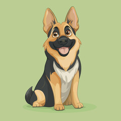 Cartoon style happy German Shepherd illustration