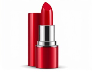 Obraz premium Red Lipstick Tube on White Background