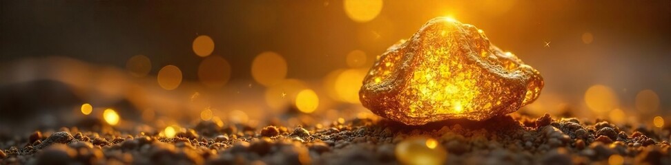 Glittering Gold Nugget in Sunlight Spiritual Enlightenment and Abundance