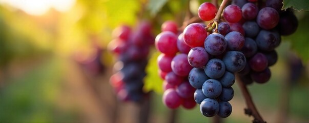 Sunlit Pinot Noir Grapes Ready for Harvest Close-up of Ripe Berries Showcasing Deep Purple Hues and Delicate Skins, a Macro View of Vineyard Abundance