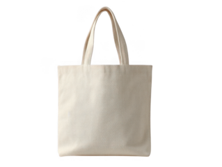 Plain canvas tote bag with handles isolated on transparent background