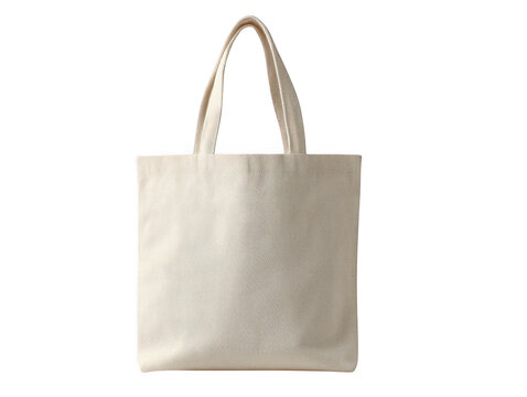 Plain canvas tote bag with handles isolated on transparent background