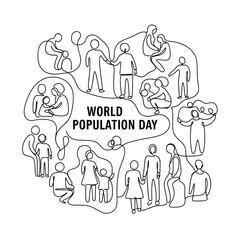 People celebrating World Population Day with diverse interactions  