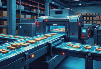 RFID tag sorter in a modern distribution center for efficient logistics