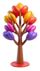Vibrant 3D Render Colorful Autumn Tree Graphic