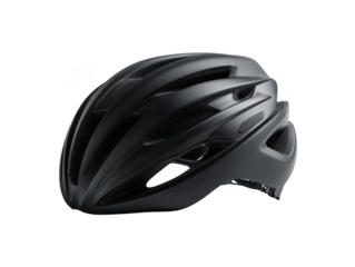 Sleek black cycling helmet with aerodynamic design isolated on transparent background