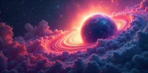 Celestial Swirl A Dynamic Nebula of Vibrant Cosmic Dust and Gas, Evoking Ethereal Fluidity and Otherworldly Movement