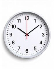 White Analog Wall Clock with Red Second Hand
