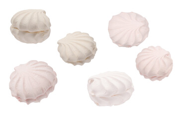 Rose marshmallow isolated on white. Zephyr.