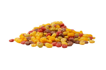 Sweet crunchy cornflakes isolated on white background.