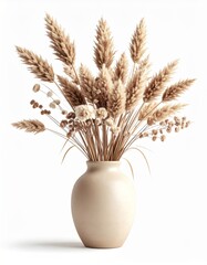Dried Pampas Grass Bouquet in Beige Vase
