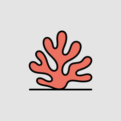 Obraz premium Coral illustration in minimalist style with black outline and pink color 