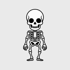 Fototapeta premium Cursed skeleton illustration in minimalist line art style 