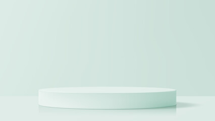 Empty circular stage platform. Product display podium. Minimalist 3D render background for exhibition and advertisement presentation.
