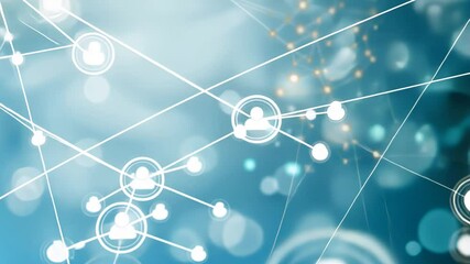 Digital network connectivity and data flow on abstract blue background with dynamic light effects - Powered by Adobe