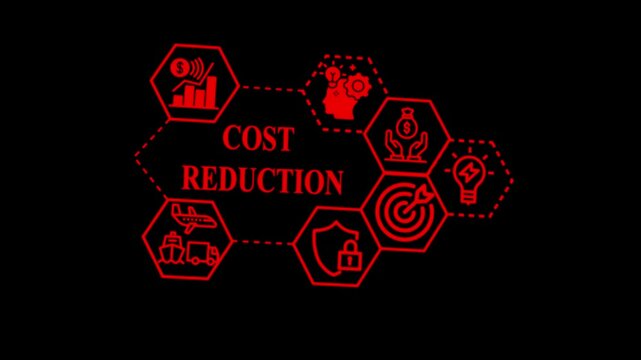 Cost reduction concept animation, corporate business efficiently save cost and company resources by reduction of unnecessary expenses.budget planning and market strategy for sustainable growth.