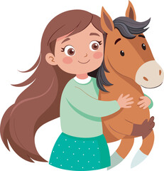 A cute girl and horse